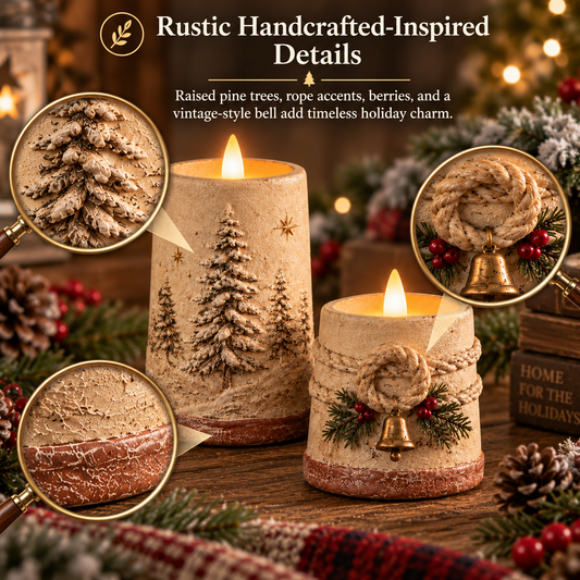 🎄🕯️ Rustic Christmas Decor with Flameless LED Candles